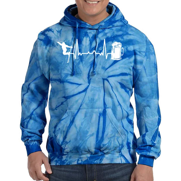 Skiing Winter Sports Gift Heartbeat Ekg Skier Ski Skiing Gift Tie Dye Hoodie