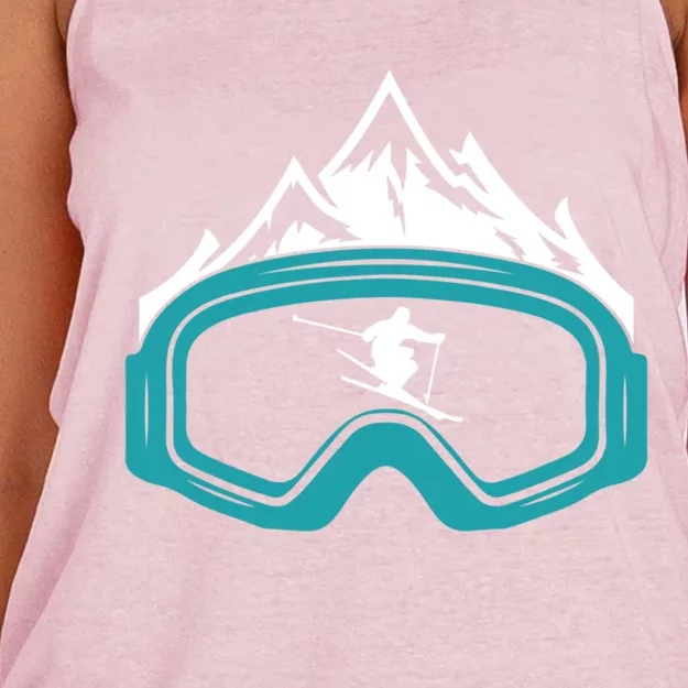 Skiing Winter Sports Cute Gift Skier Ski Mountains Skiing Gift Women's Knotted Racerback Tank