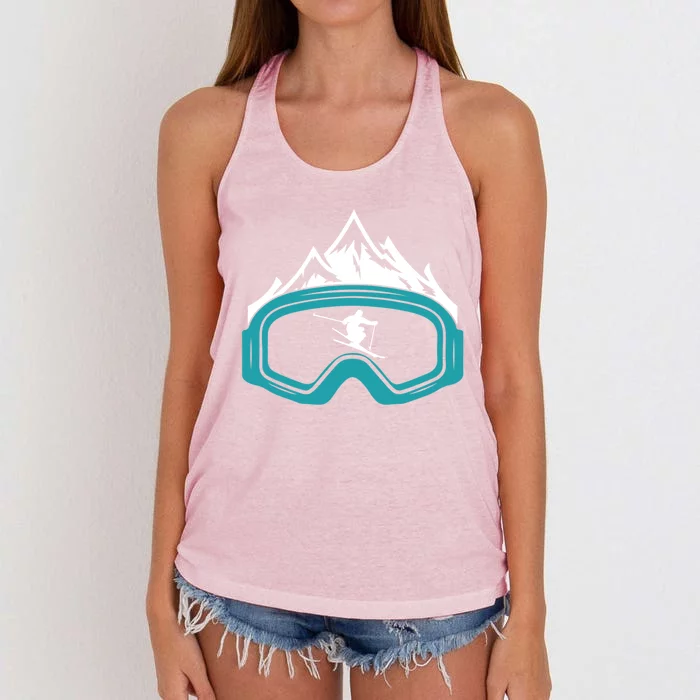 Skiing Winter Sports Cute Gift Skier Ski Mountains Skiing Gift Women's Knotted Racerback Tank