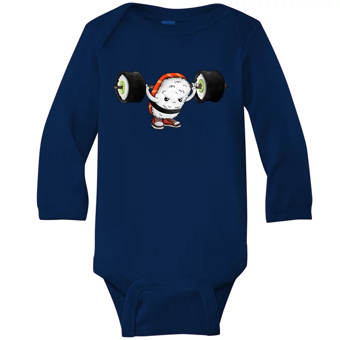 Sushi Weightlifting Baby Long Sleeve Bodysuit