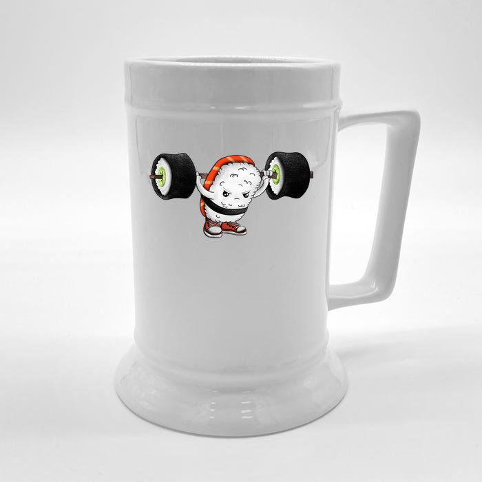 Sushi Weightlifting Front & Back Beer Stein