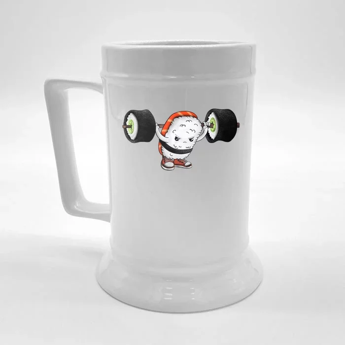 Sushi Weightlifting Front & Back Beer Stein