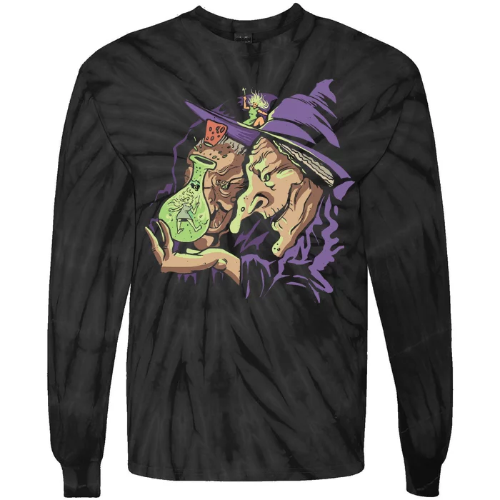 Scary Witch Tie-Dye Long Sleeve Shirt