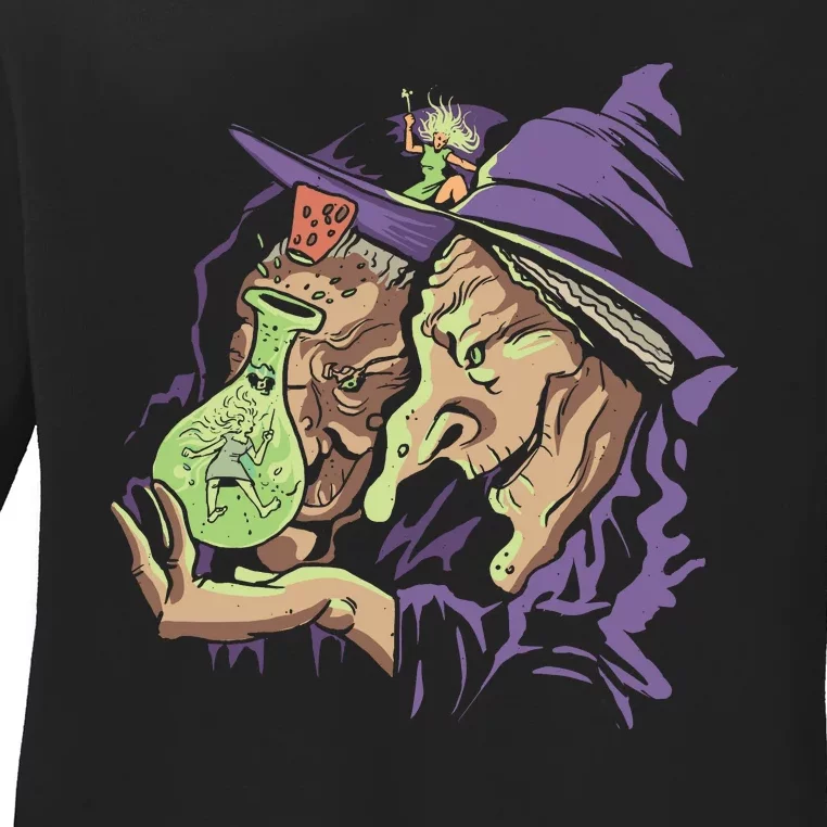 Scary Witch Ladies Long Sleeve Shirt