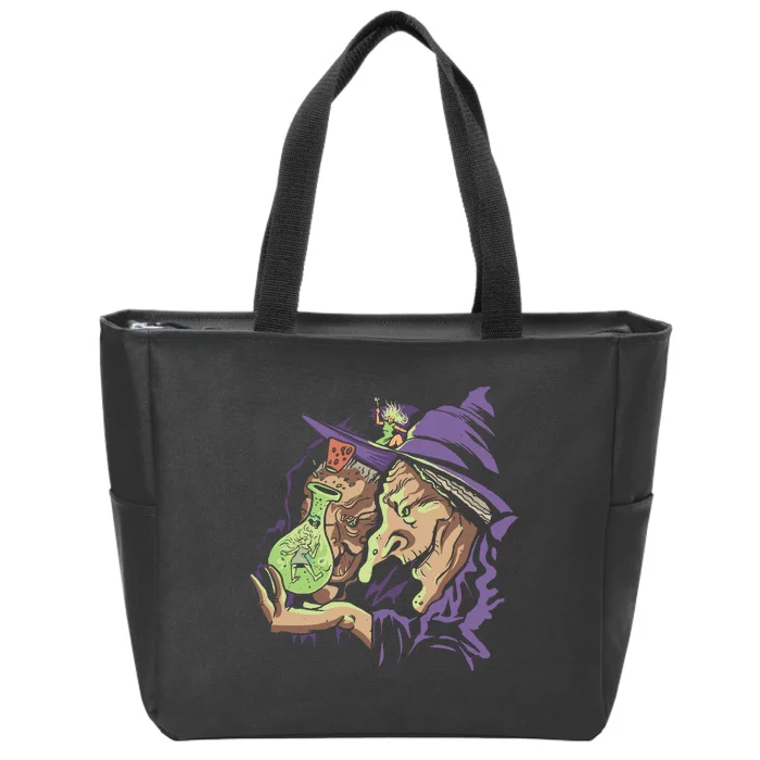 Scary Witch Zip Tote Bag