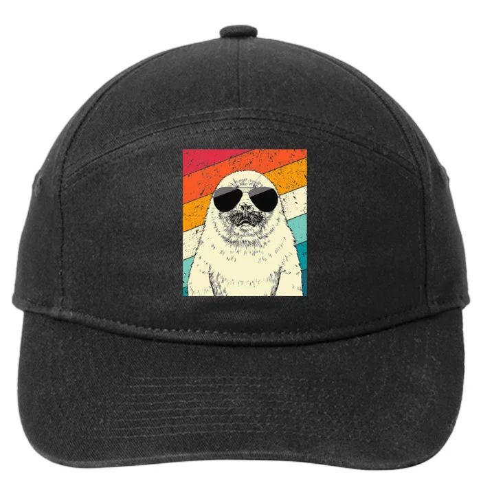 Seal With Sunglasses Animal Lovers 7-Panel Snapback Hat