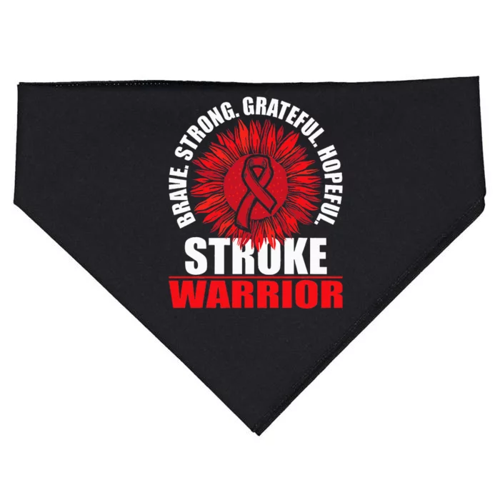 Stroke Warrior  Stroke Survivor Red Awareness Ribbon USA-Made Doggie Bandana