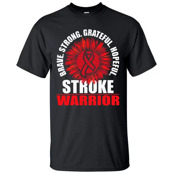 Stroke Warrior  Stroke Survivor Red Awareness Ribbon Tall T-Shirt