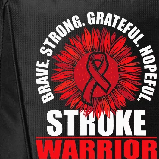 Stroke Warrior  Stroke Survivor Red Awareness Ribbon City Backpack