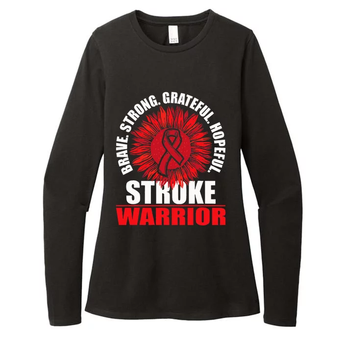 Stroke Warrior  Stroke Survivor Red Awareness Ribbon Womens CVC Long Sleeve Shirt