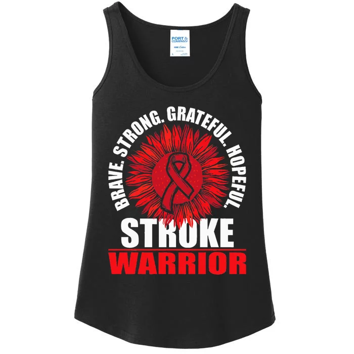 Stroke Warrior  Stroke Survivor Red Awareness Ribbon Ladies Essential Tank