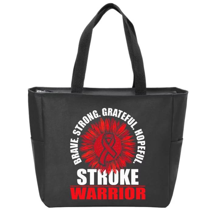 Stroke Warrior  Stroke Survivor Red Awareness Ribbon Zip Tote Bag