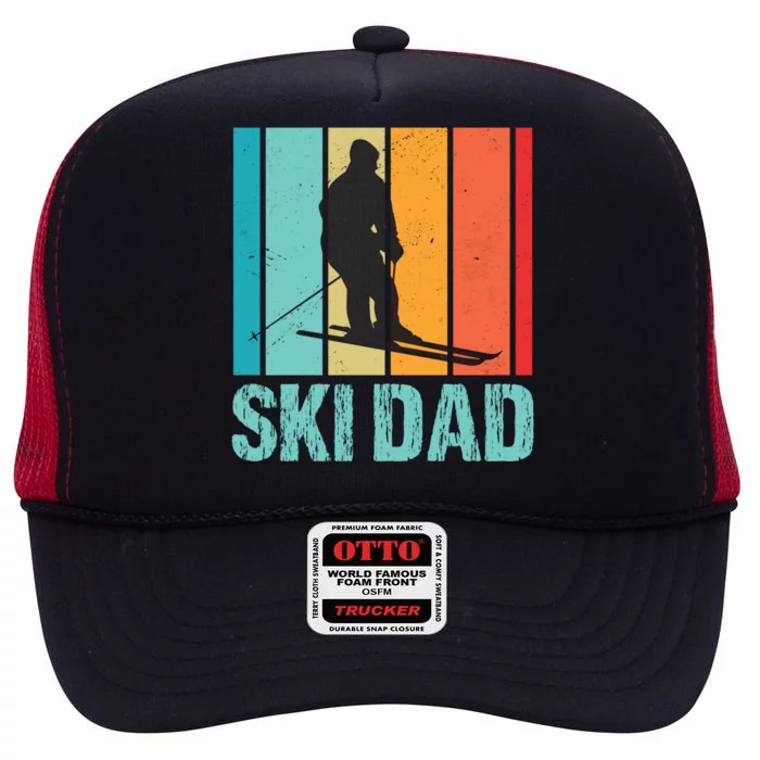 Ski Winter Skiing Ski Dad Cute Gift High Crown Mesh Trucker Hat