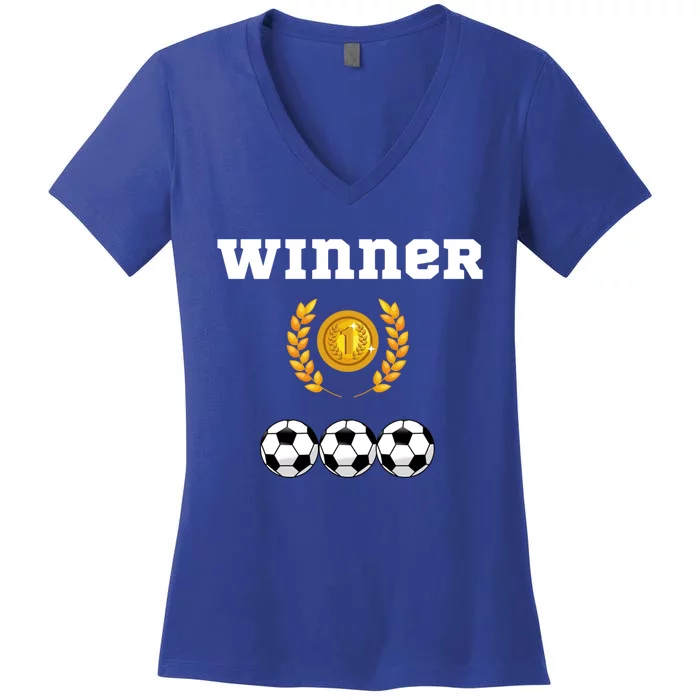 Soccer Winner Soccer Fan Post Match Celebration Gift Women's V-Neck T-Shirt