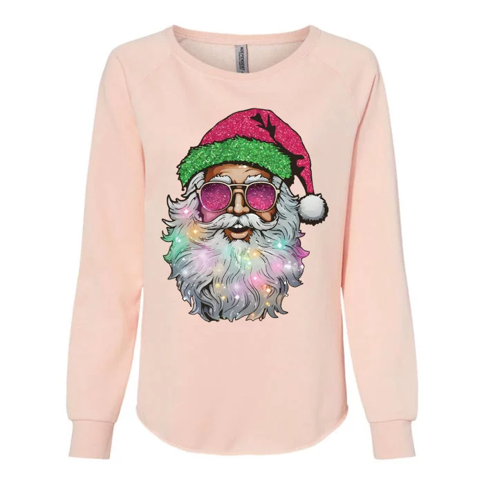 Santa With Sunglasses Christmas Womens California Wash Sweatshirt