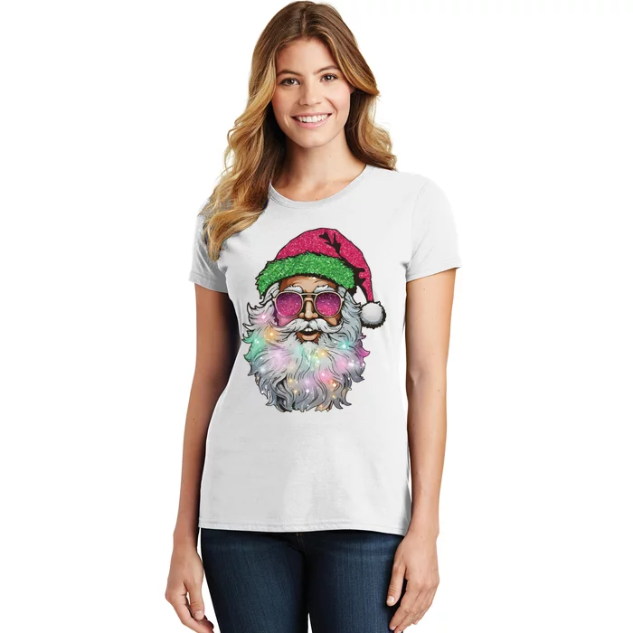 Santa With Sunglasses Christmas Women's T-Shirt