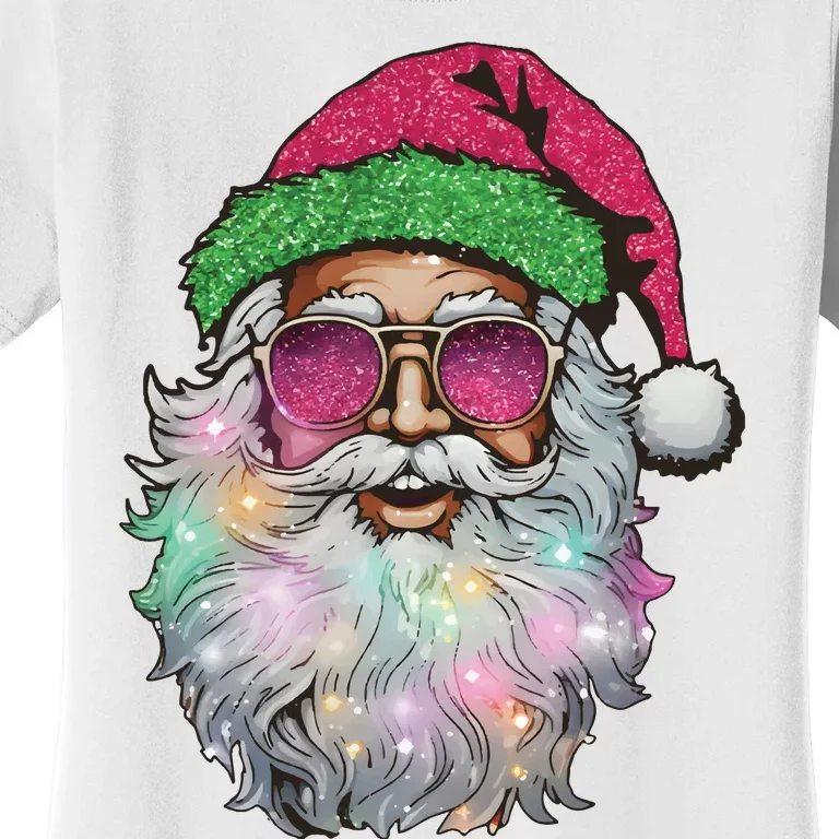 Santa With Sunglasses Christmas Women's T-Shirt