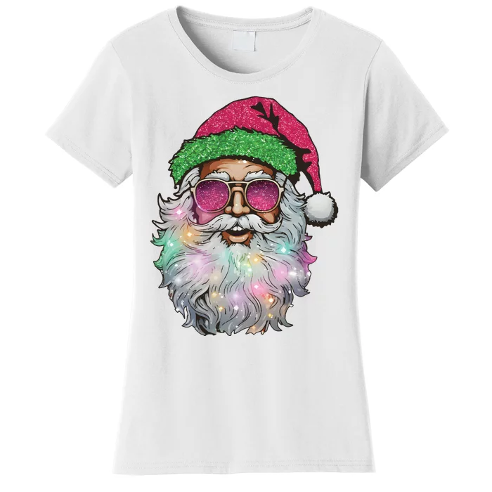 Santa With Sunglasses Christmas Women's T-Shirt