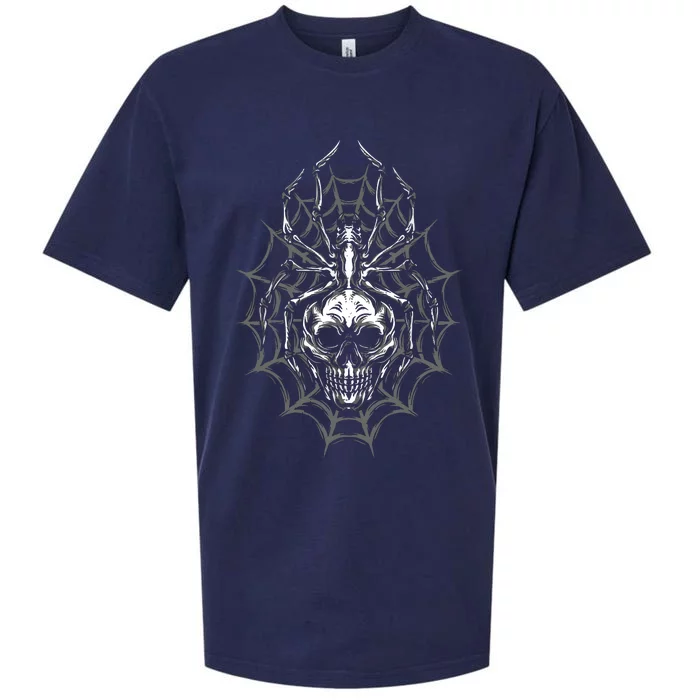 Spider Web Skull Halloween Spider Sueded Cloud Jersey T-Shirt