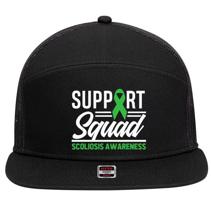 Scoliosis Warrior Support Squad Scoliosis Awareness 7 Panel Mesh Trucker Snapback Hat