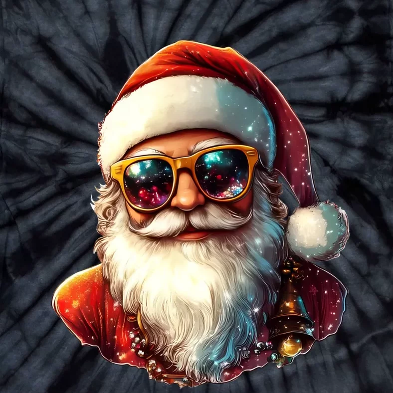 Santa With Sunglasses Funny Christmas Matching Family Tie-Dye T-Shirt