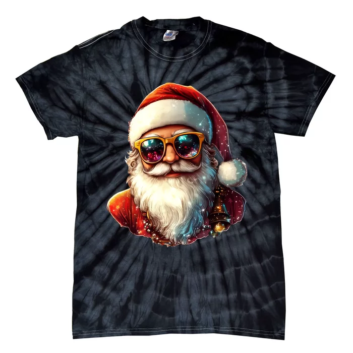 Santa With Sunglasses Funny Christmas Matching Family Tie-Dye T-Shirt