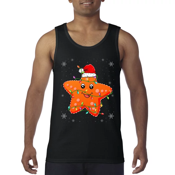 Starfish Wearing Santa Hat Xmas Christmas Starfish Lover Tank Top