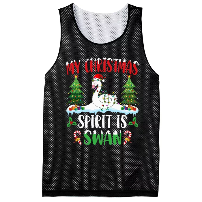 Swan Wearing Santa Hat Xmas Christmas Spirit Is Swan Mesh Reversible Basketball Jersey Tank