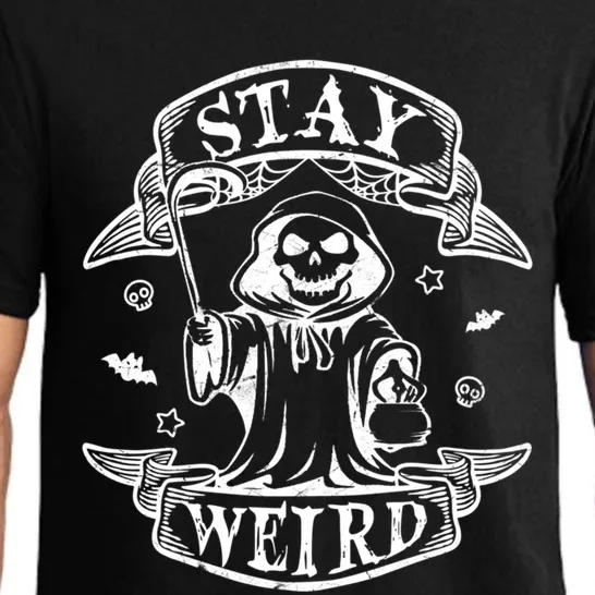 Stay Weird Spooky Gothic Grim Reaper Funny Halloween Gift Pajama Set