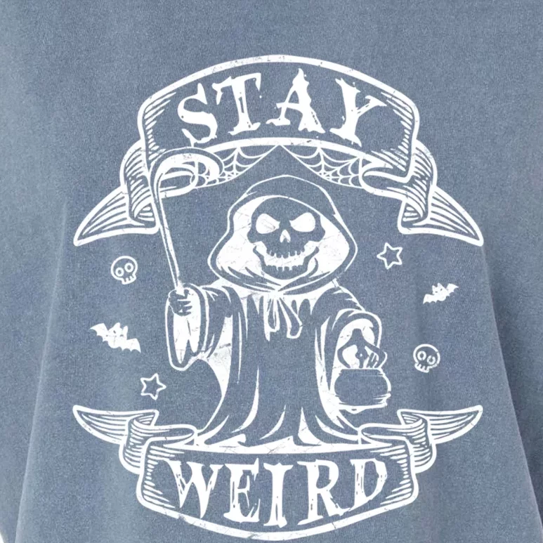 Stay Weird Spooky Gothic Grim Reaper Funny Halloween Gift Garment-Dyed Women's Muscle Tee