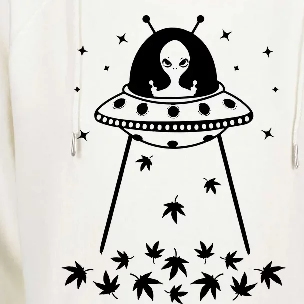 Space Weed Womens Funnel Neck Pullover Hood