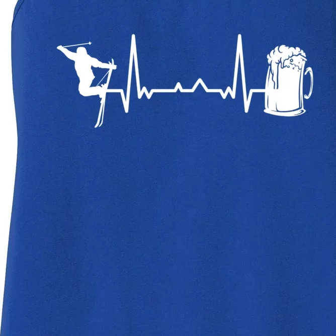 Skiing Winter Sports Cute Gift Heartbeat Ekg Skier Ski Skiing Gift Women's Racerback Tank