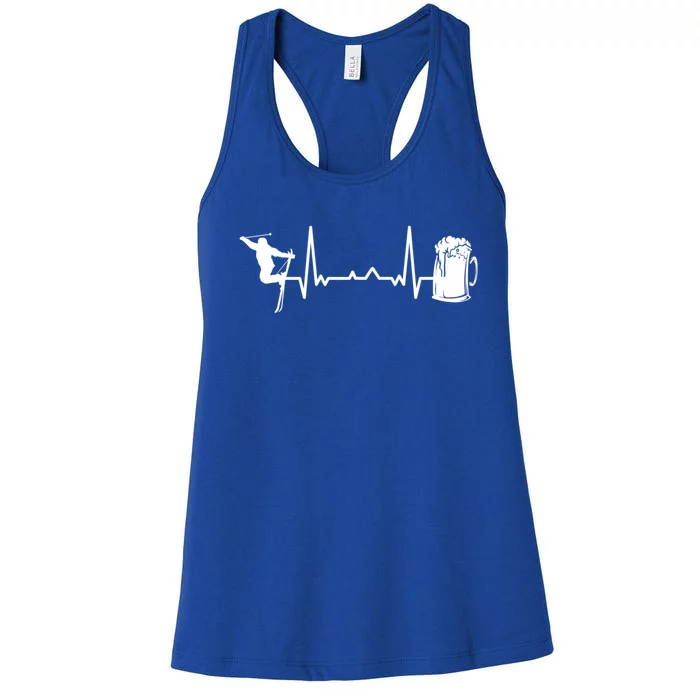 Skiing Winter Sports Cute Gift Heartbeat Ekg Skier Ski Skiing Gift Women's Racerback Tank