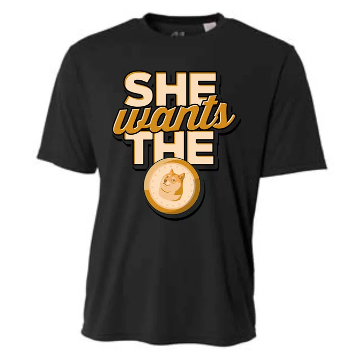 She Wants The D – Doge Altcoin Cryptocurrency Gift Cooling Performance Crew T-Shirt