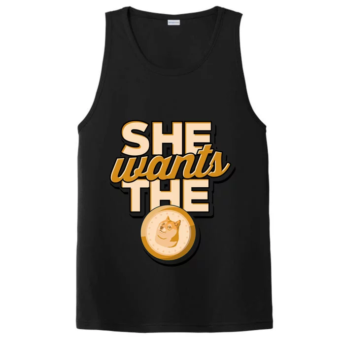 She Wants The D – Doge Altcoin Cryptocurrency Gift Performance Tank