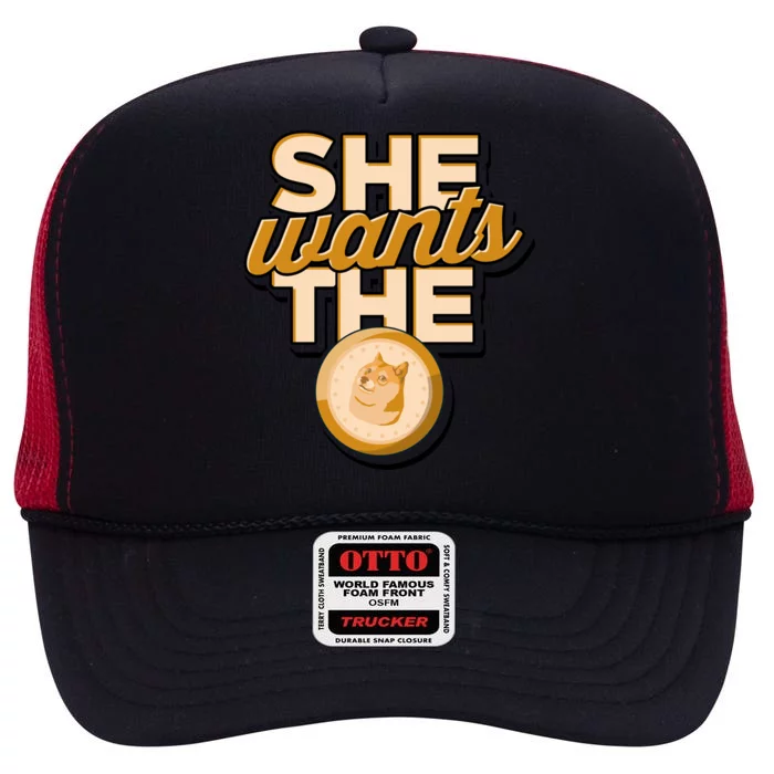 She Wants The D – Doge Altcoin Cryptocurrency Gift High Crown Mesh Trucker Hat