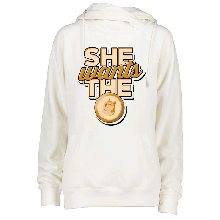 She Wants The D – Doge Altcoin Cryptocurrency Gift Womens Funnel Neck Pullover Hood