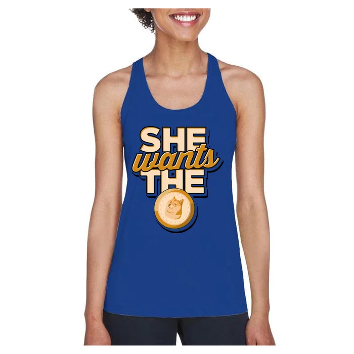 She Wants The D – Doge Altcoin Cryptocurrency Gift Women's Racerback Tank