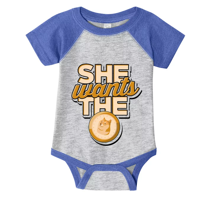 She Wants The D – Doge Altcoin Cryptocurrency Gift Infant Baby Jersey Bodysuit