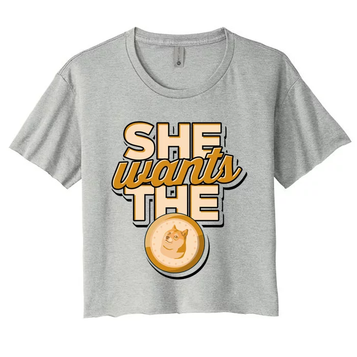 She Wants The D – Doge Altcoin Cryptocurrency Gift Women's Crop Top Tee