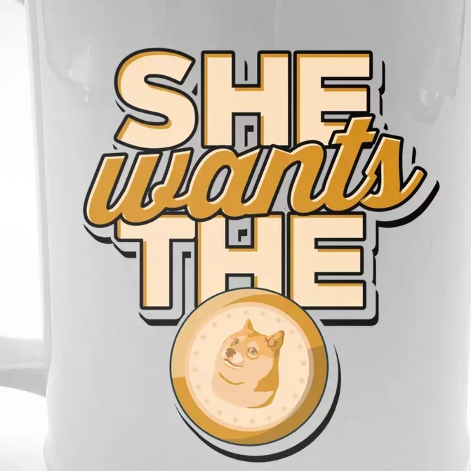 She Wants The D – Doge Altcoin Cryptocurrency Gift Front & Back Beer Stein