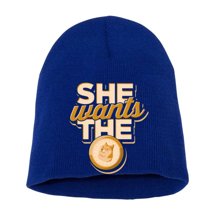 She Wants The D – Dogecoin And Crypto Hodler Gift Short Acrylic Beanie