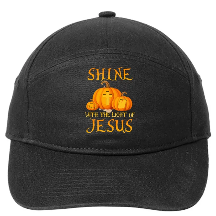 Shine With The Light Of Jesus Christian Halloween Pumpkin 7-Panel Snapback Hat