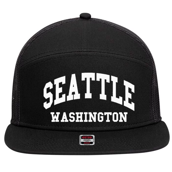 Seattle Washington Throwback Design Classic 7 Panel Mesh Trucker Snapback Hat