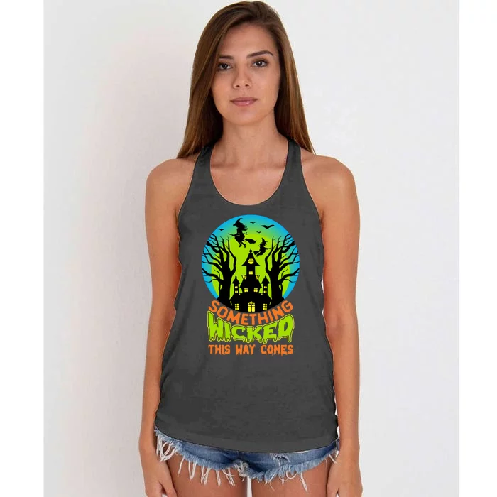 Something Wicked This Way Comes Halloween Night Women's Knotted Racerback Tank