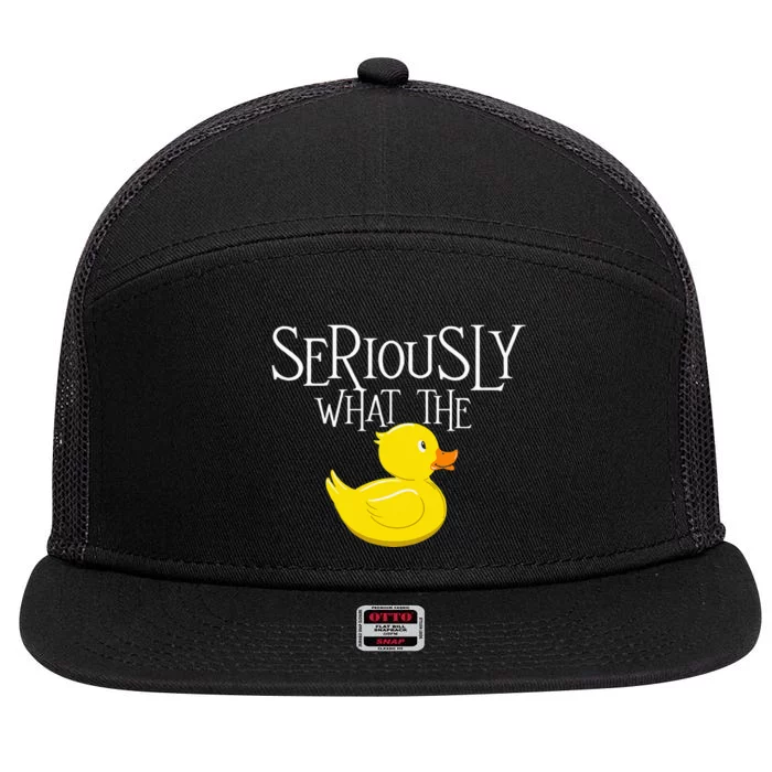 Seriously What The Duck Duck Lover Pun 7 Panel Mesh Trucker Snapback Hat