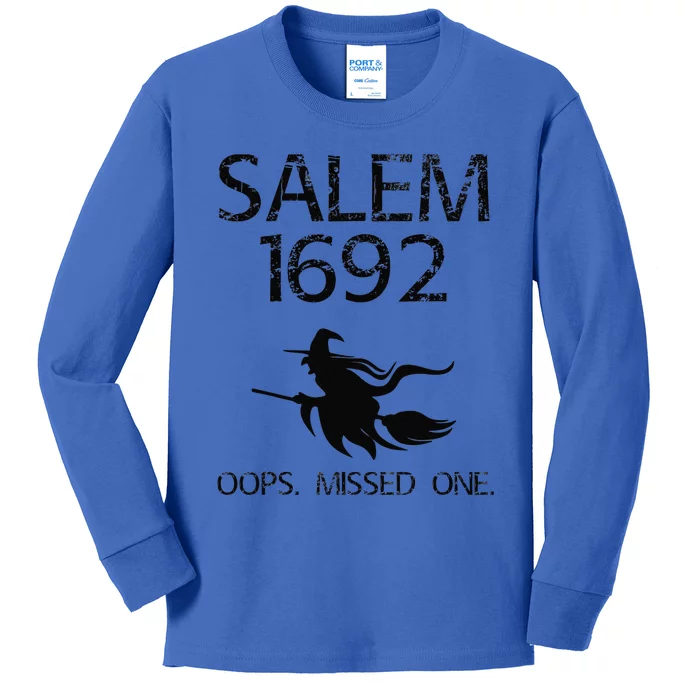 Salem Witch Trials Funny Oops Missed One Halloween Gift Kids Long Sleeve Shirt