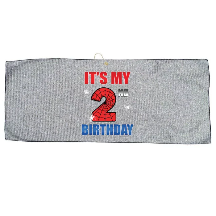 Spider Web Two 2 Years Old Its My 2nd Birthday Boy Party Large Microfiber Waffle Golf Towel