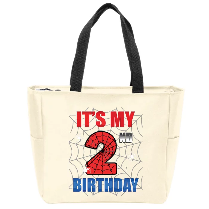 Spider Web Two 2 Years Old Its My 2nd Birthday Boy Party Zip Tote Bag