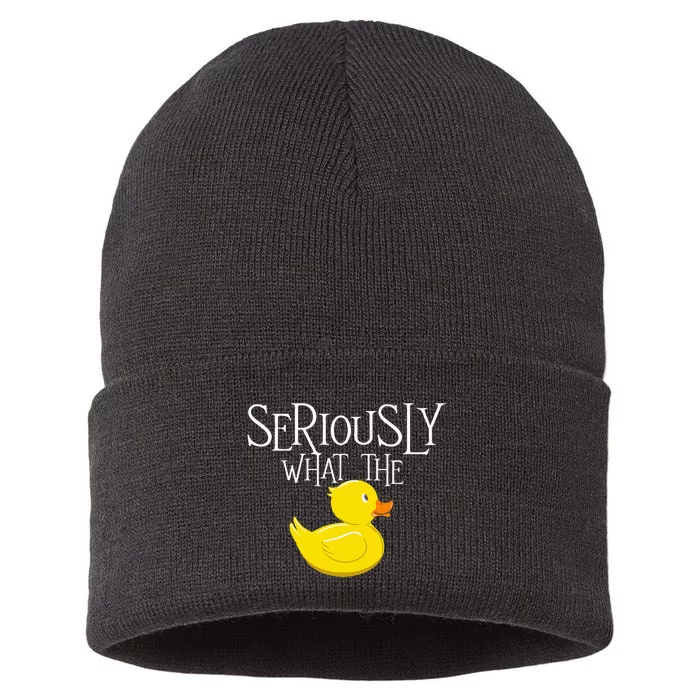 Seriously What The Duck Duck Lover Pun Sustainable Knit Beanie